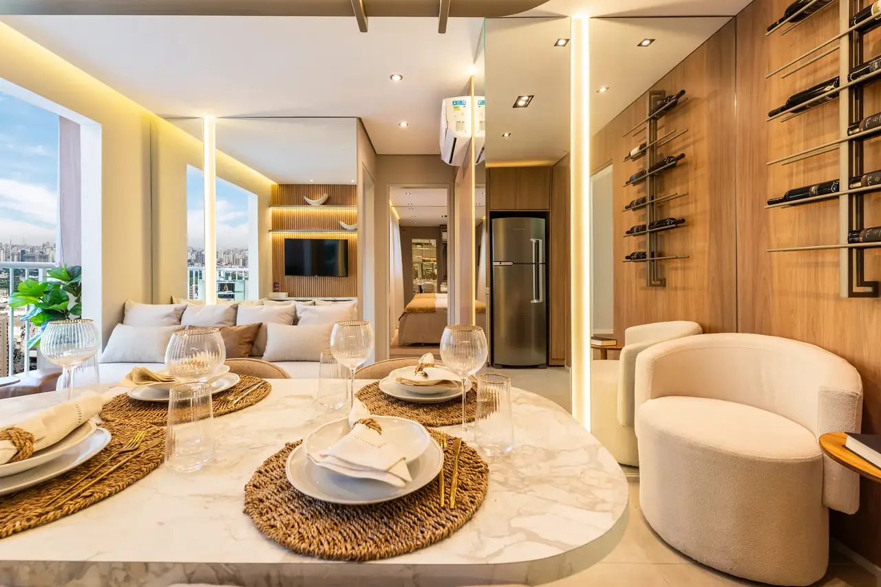 Sala de jantar e estar integradas Flow Limão